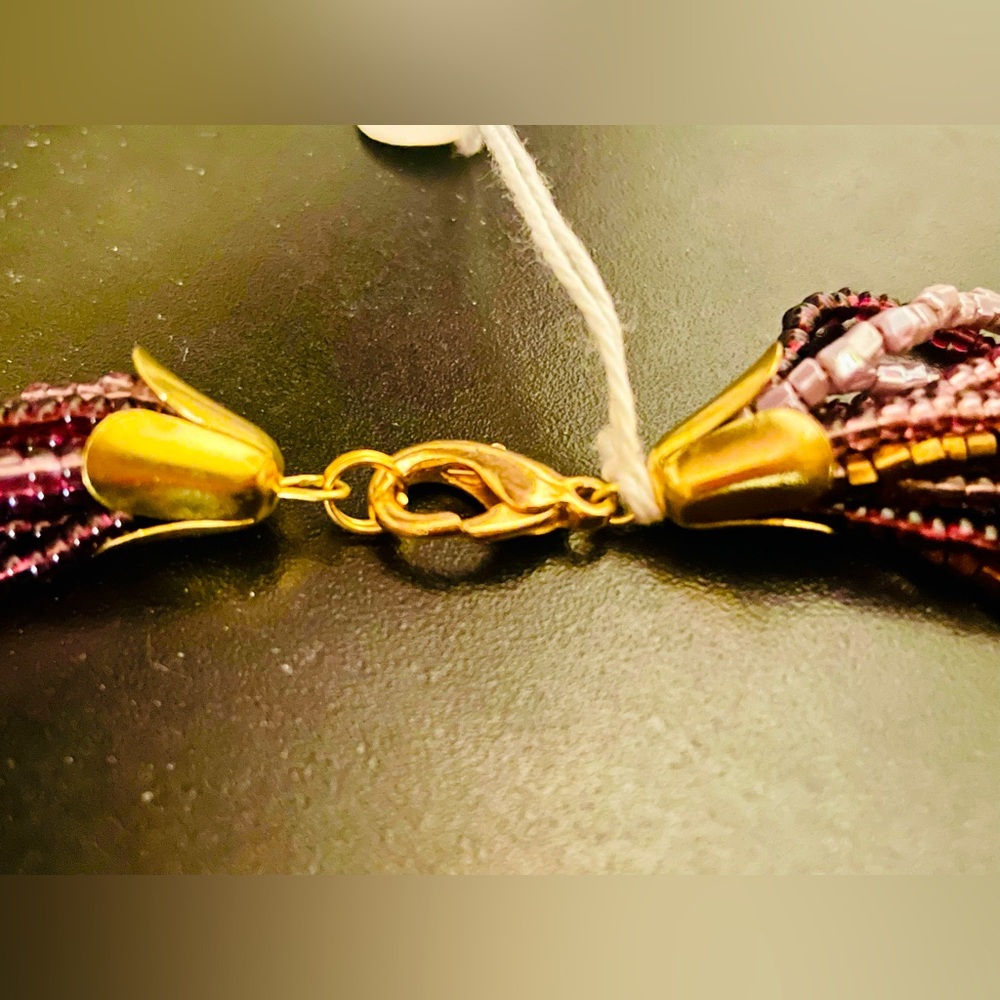 Czech Glass Purple and Bronze Beaded Necklace, NWT. - Picture 7 of 11